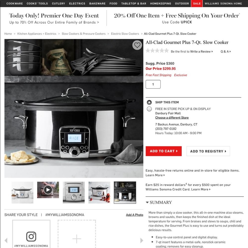 All-Clad Metal 7 QT Electric Low Cooker